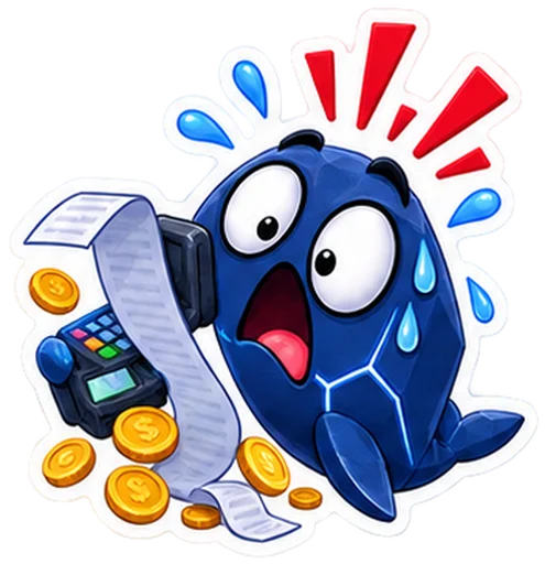 Sticker: the blue whale shocked by the receipt