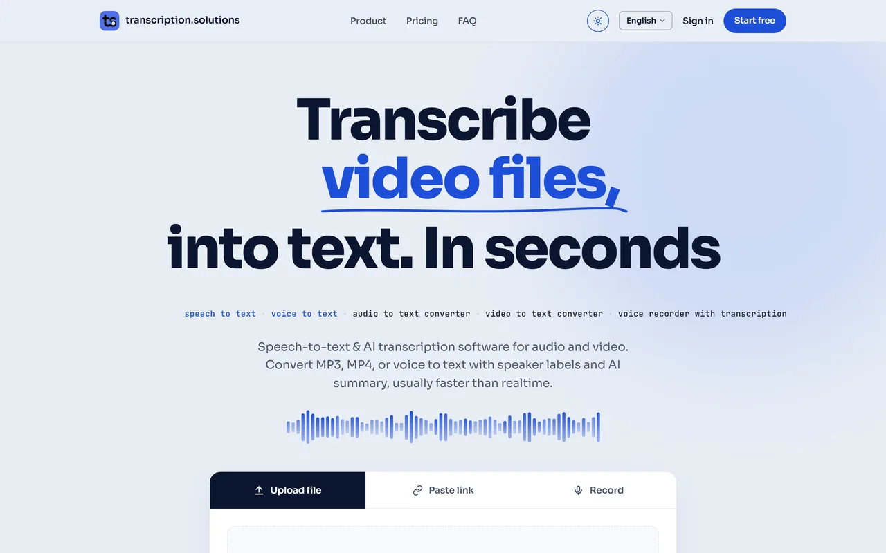 SaaS for audio and video transcription